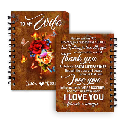 Personalized Rose Spiral Notebook Meeting You Was Fate, Christian Spiral Notebooks