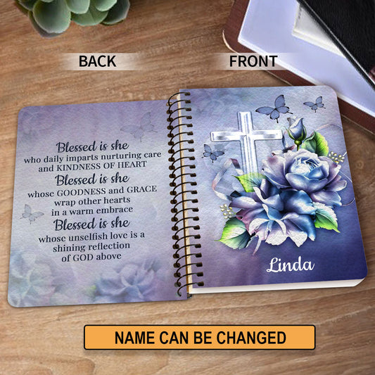 Personalized Spiral Journal Blessed Is She Who Daily Imparts Nurturing Care And Kindness Of Heart, Christian Art Gifts Journal