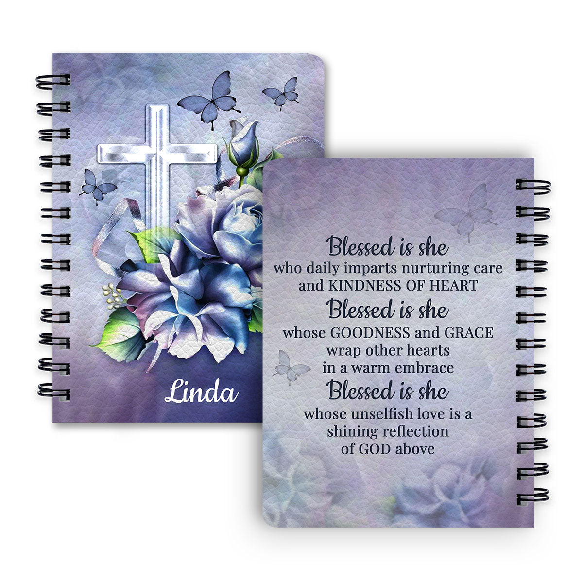 Personalized Spiral Journal Blessed Is She Who Daily Imparts Nurturing Care And Kindness Of Heart, Christian Art Gifts Journal