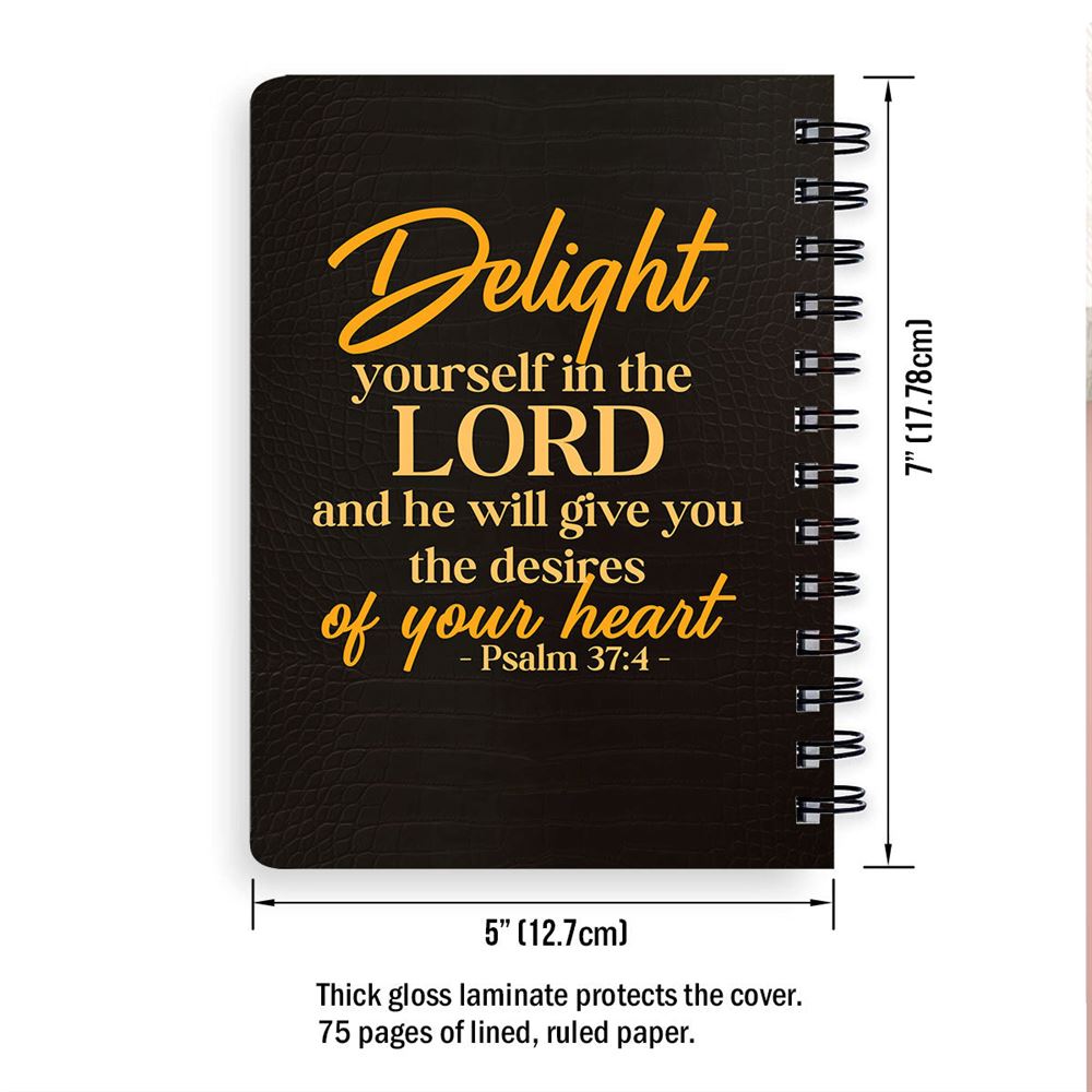 Personalized Spiral Journal Delight Yourself In The Lord, Religious Gifts For Christian