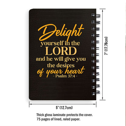 Personalized Spiral Journal Delight Yourself In The Lord, Religious Gifts For Christian