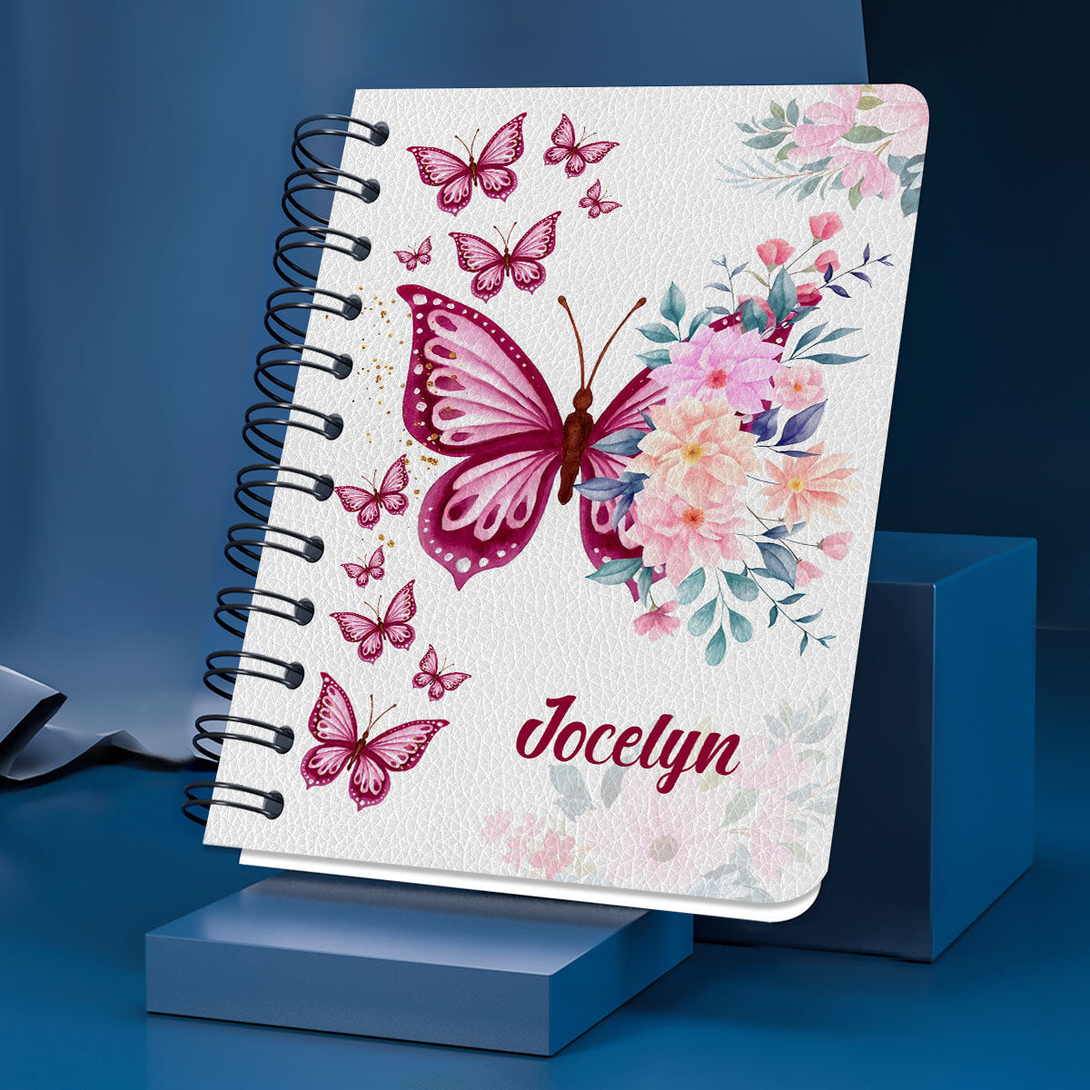 Personalized Spiral Journal Flower & Butterfly Psalms 91 Christian Gifts For Family, Religious Gifts For Christian