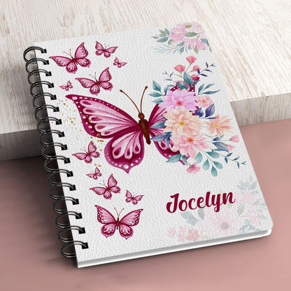 Personalized Spiral Journal Flower & Butterfly Psalms 91 Christian Gifts For Family, Religious Gifts For Christian