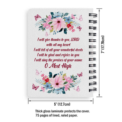 Personalized Spiral Journal Flower & Butterfly Psalms 91 Christian Gifts For Family, Religious Gifts For Christian