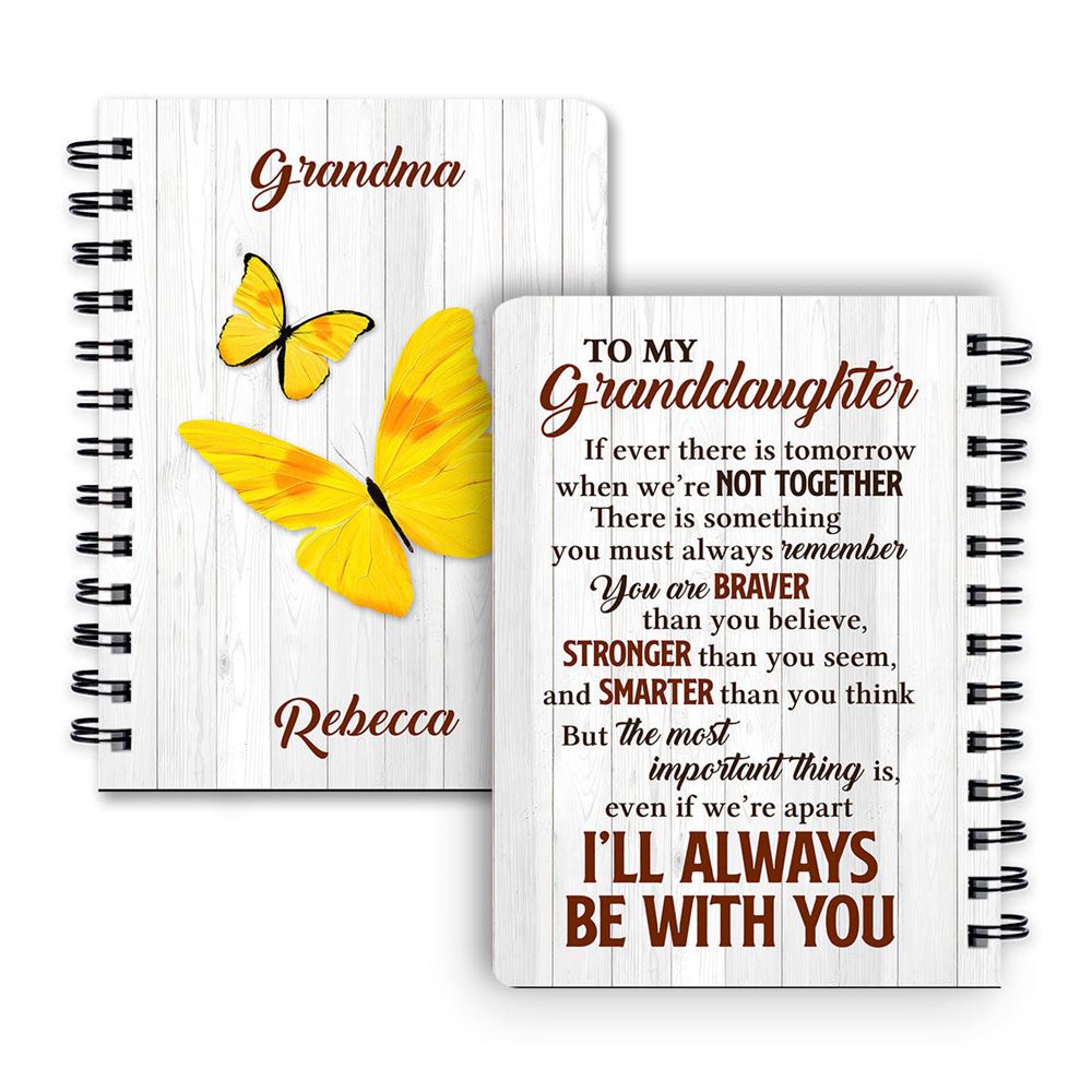 Personalized Spiral Journal For Grandchildren I‘ll Always Be With You, Christian Art Gifts Journal