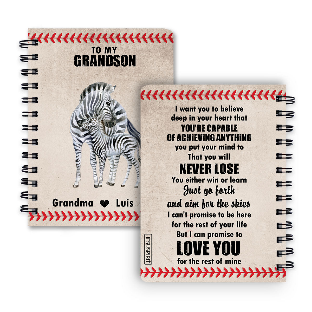 Personalized Spiral Journal For Grandchildren You’re Capable Of Achieving Anything, Christian Art Gifts Journal
