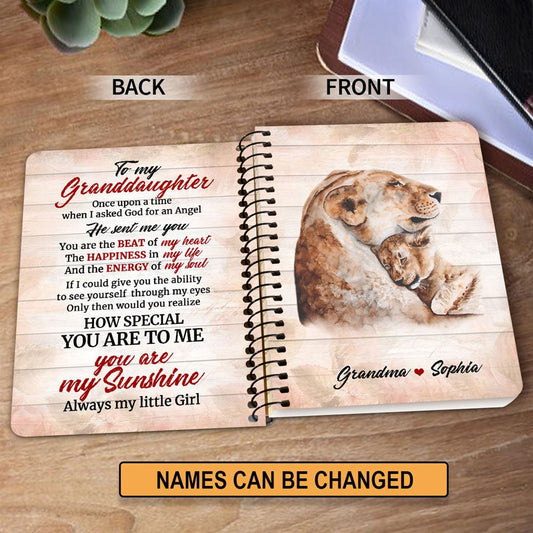 Personalized Spiral Journal For Granddaughter You Are My Sunshine, Religious Gifts For Christian