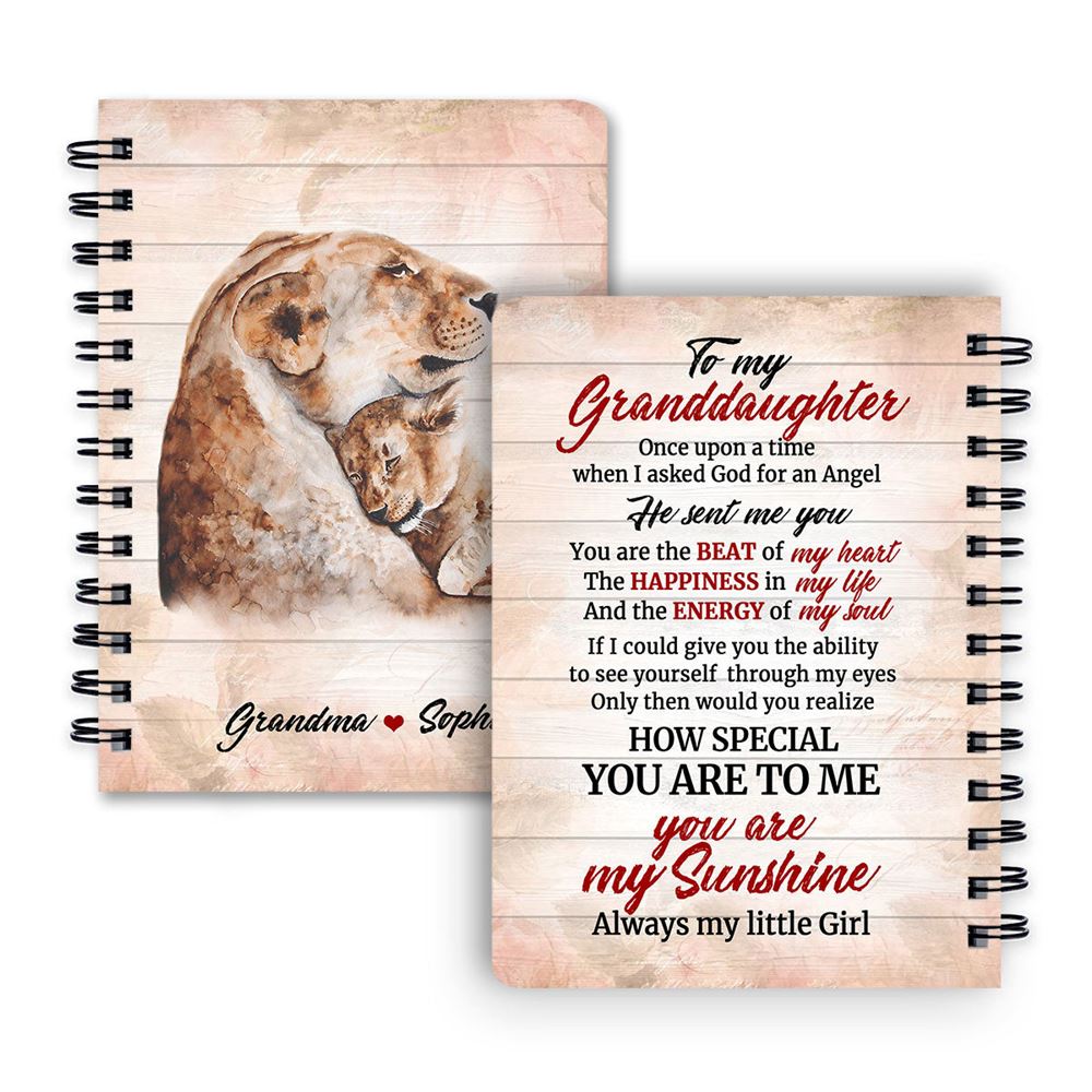 Personalized Spiral Journal For Granddaughter You Are My Sunshine, Religious Gifts For Christian