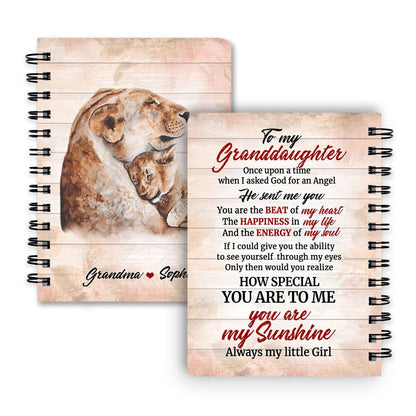 Personalized Spiral Journal For Granddaughter You Are My Sunshine, Religious Gifts For Christian