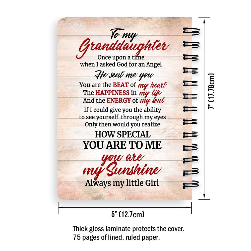 Personalized Spiral Journal For Granddaughter You Are My Sunshine, Religious Gifts For Christian