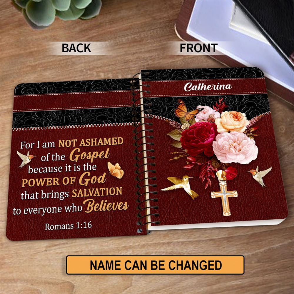 Personalized Spiral Journal For I Am Not Ashamed Of The Gospel, Christian Art Gifts Journal