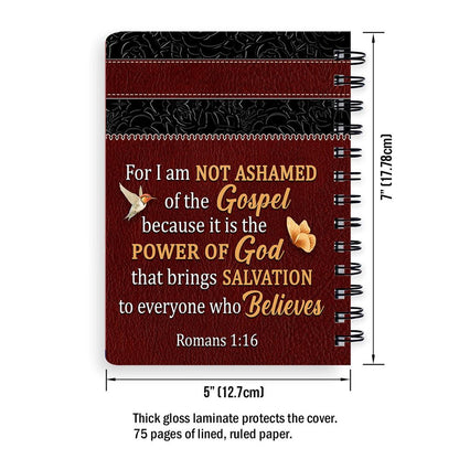 Personalized Spiral Journal For I Am Not Ashamed Of The Gospel, Christian Art Gifts Journal