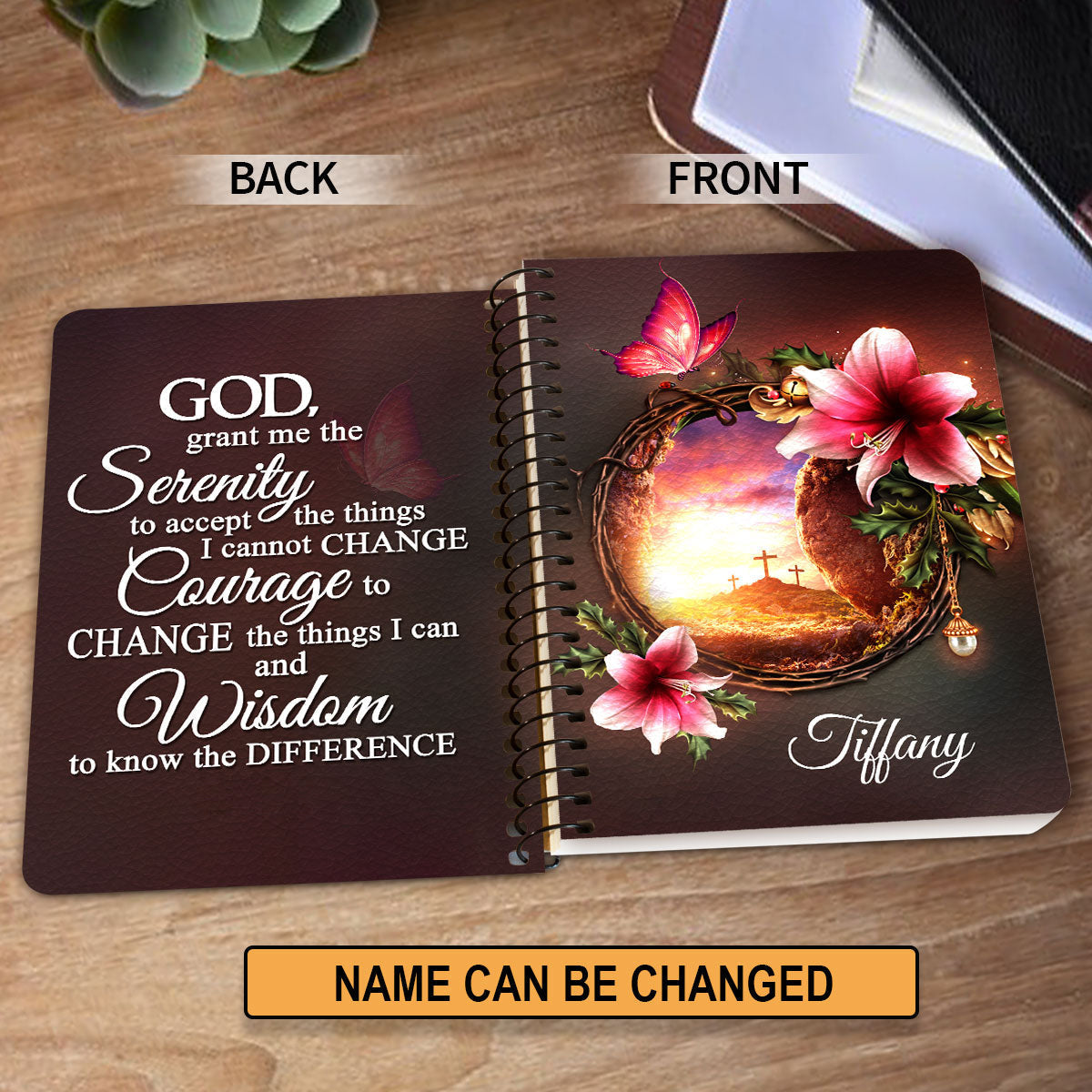 Personalized Spiral Journal God Grant Me The Serenity To Accept The Things I Cannot Change, Religious Gifts For Christian
