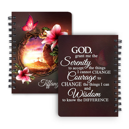 Personalized Spiral Journal God Grant Me The Serenity To Accept The Things I Cannot Change, Religious Gifts For Christian