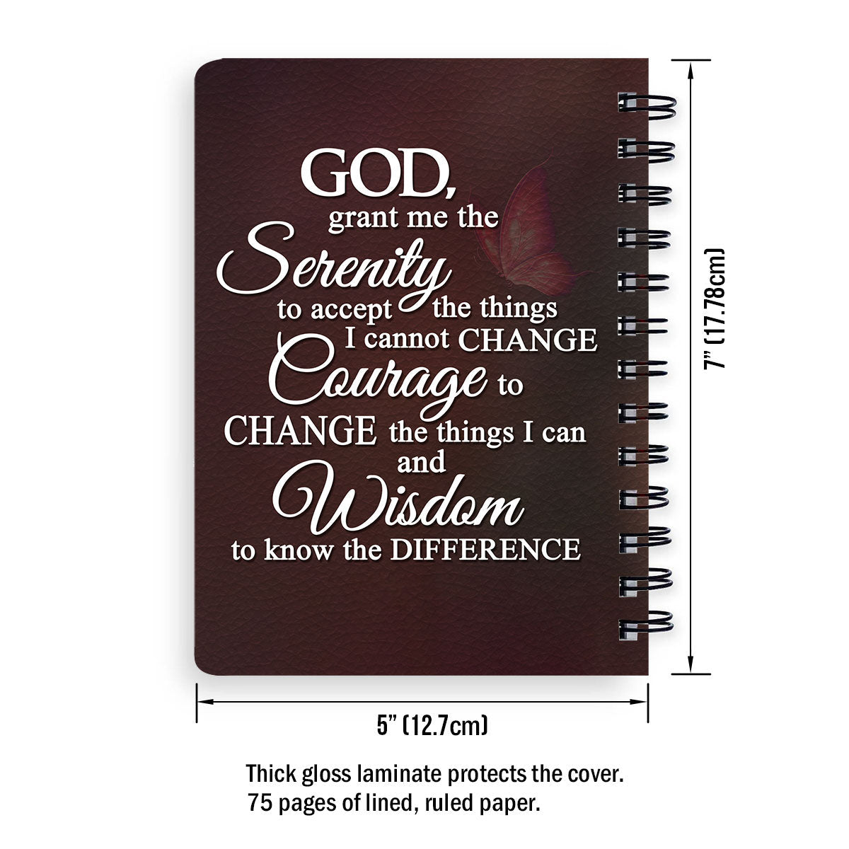 Personalized Spiral Journal God Grant Me The Serenity To Accept The Things I Cannot Change, Religious Gifts For Christian