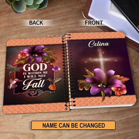 Personalized Spiral Journal God Is Within Me I Will Not Fall, Religious Gifts For Christian