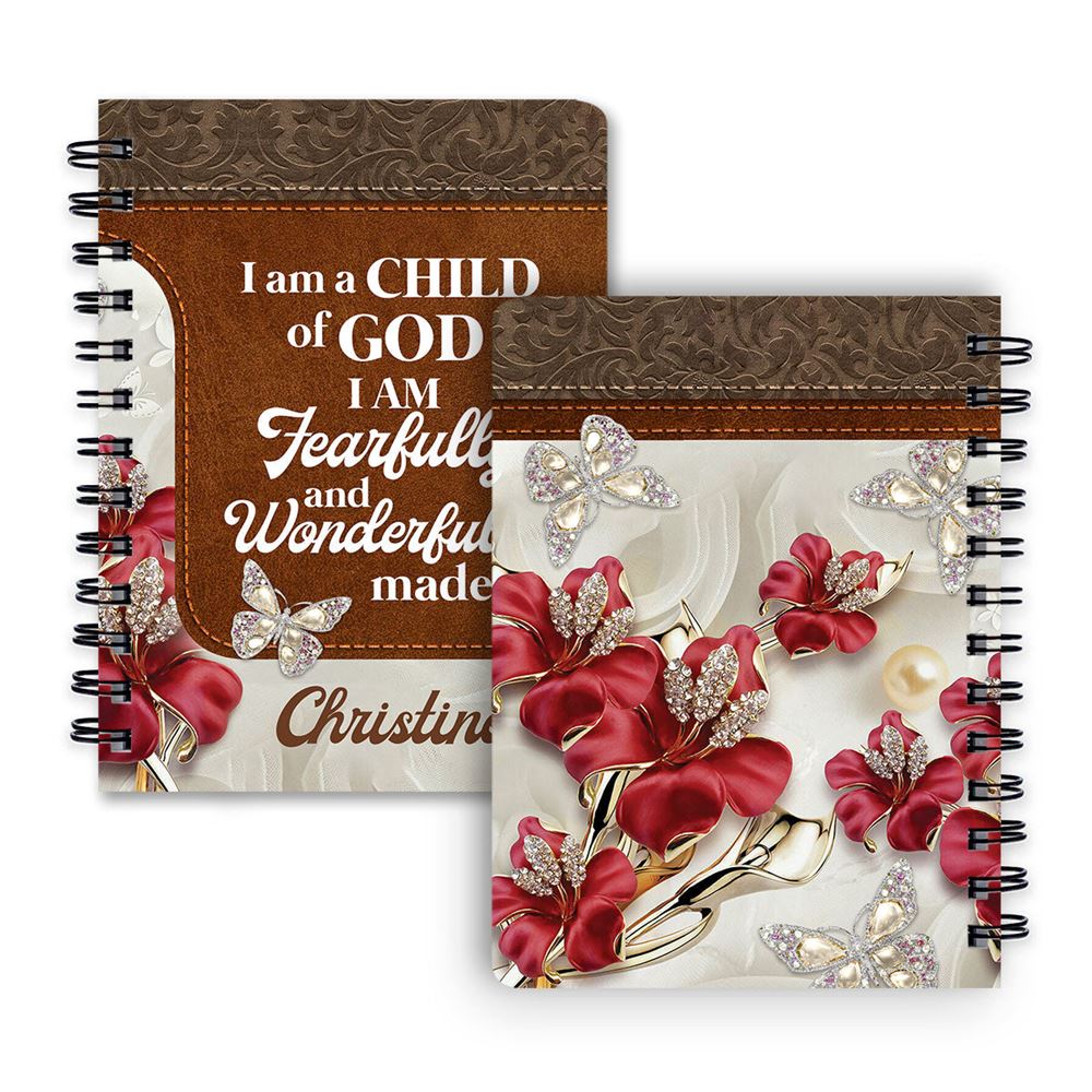 Personalized Spiral Journal I Am Fearfully And Wonderfully Made, Christian Art Gifts Journal