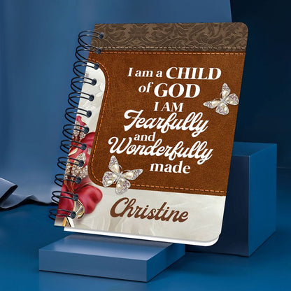 Personalized Spiral Journal I Am Fearfully And Wonderfully Made, Christian Art Gifts Journal