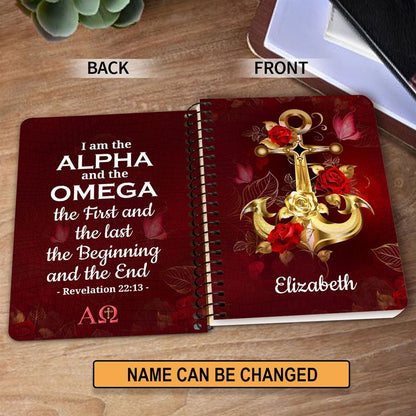 Personalized Spiral Journal I Am The First And The Last, Christian Art Gifts Journal