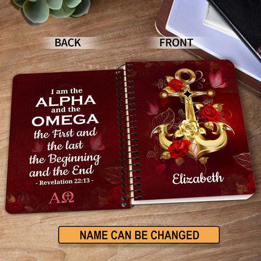 Personalized Spiral Journal I Am The First And The Last, Christian Art Gifts Journal