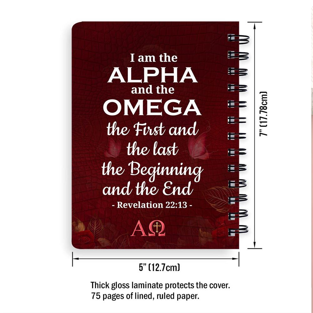 Personalized Spiral Journal I Am The First And The Last, Christian Art Gifts Journal