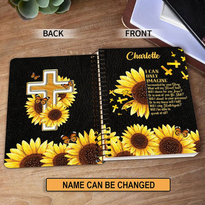 Personalized Spiral Journal I Can Only Imagine Sunflower And Cross Useful Gift For Church Members