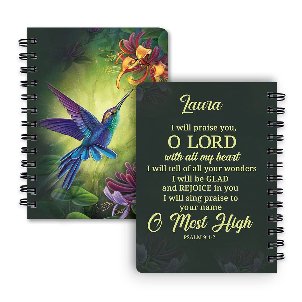 Personalized Spiral Journal I Will Tell Of All Your Wonders, Christian Art Gifts Journal