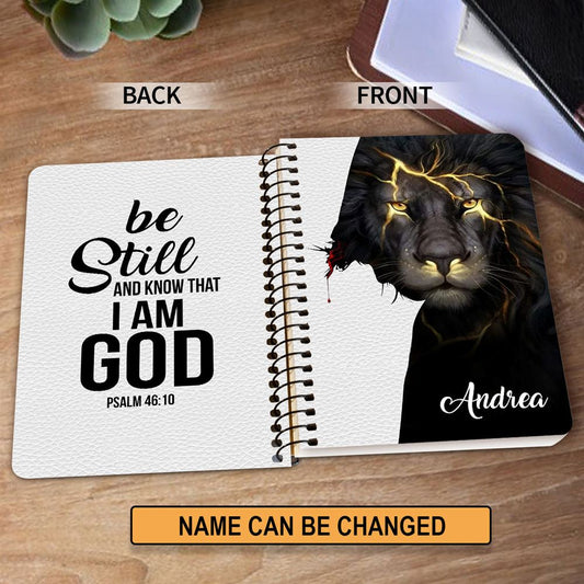 Personalized Spiral Journal Lion Be Still And Know That I Am God, Religious Gifts For Christian