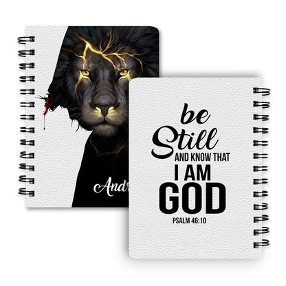 Personalized Spiral Journal Lion Be Still And Know That I Am God, Religious Gifts For Christian