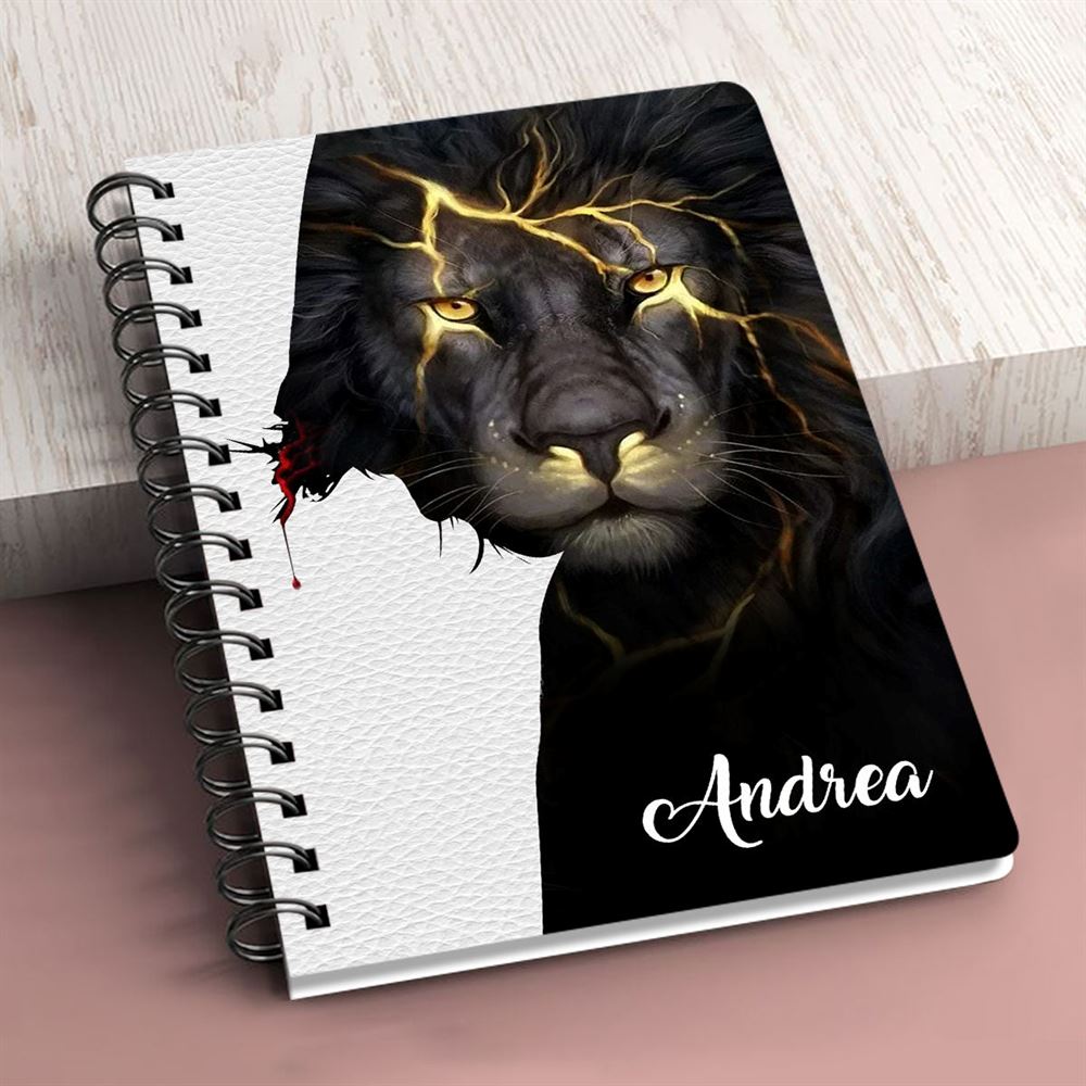 Personalized Spiral Journal Lion Be Still And Know That I Am God, Religious Gifts For Christian