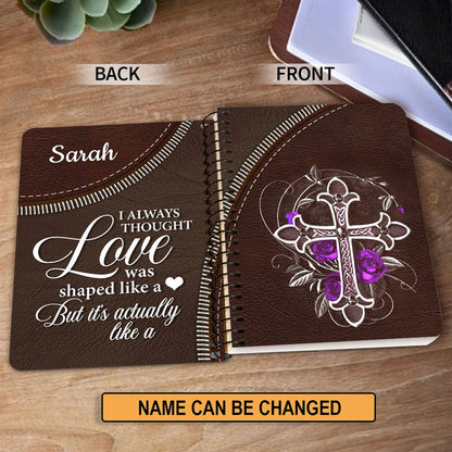 Personalized Spiral Journal Love Is Actually like A Cross, Christian Art Gifts Journal