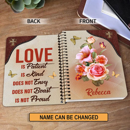 Personalized Spiral Journal Love Is Patient, Religious Gifts For Christian