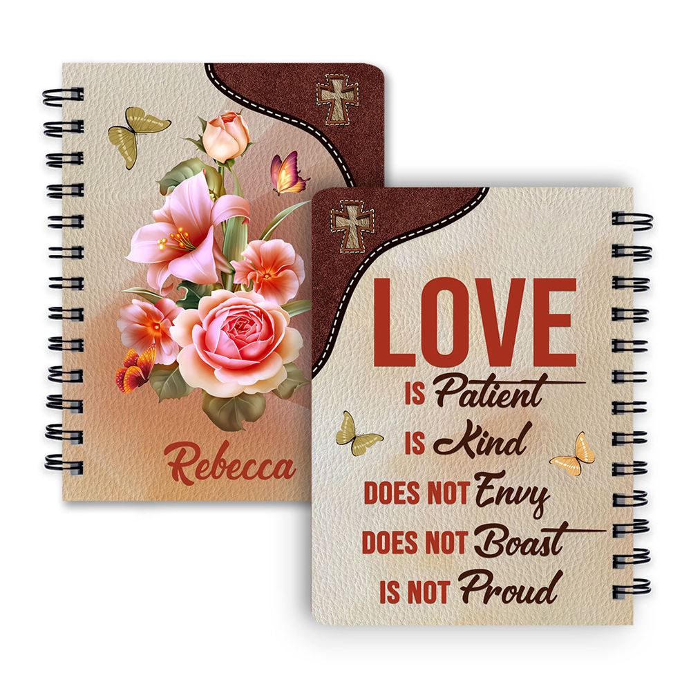 Personalized Spiral Journal Love Is Patient, Religious Gifts For Christian