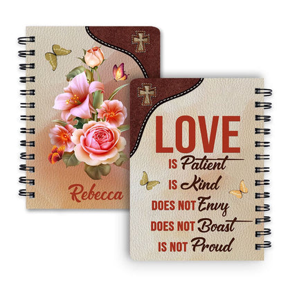 Personalized Spiral Journal Love Is Patient, Religious Gifts For Christian
