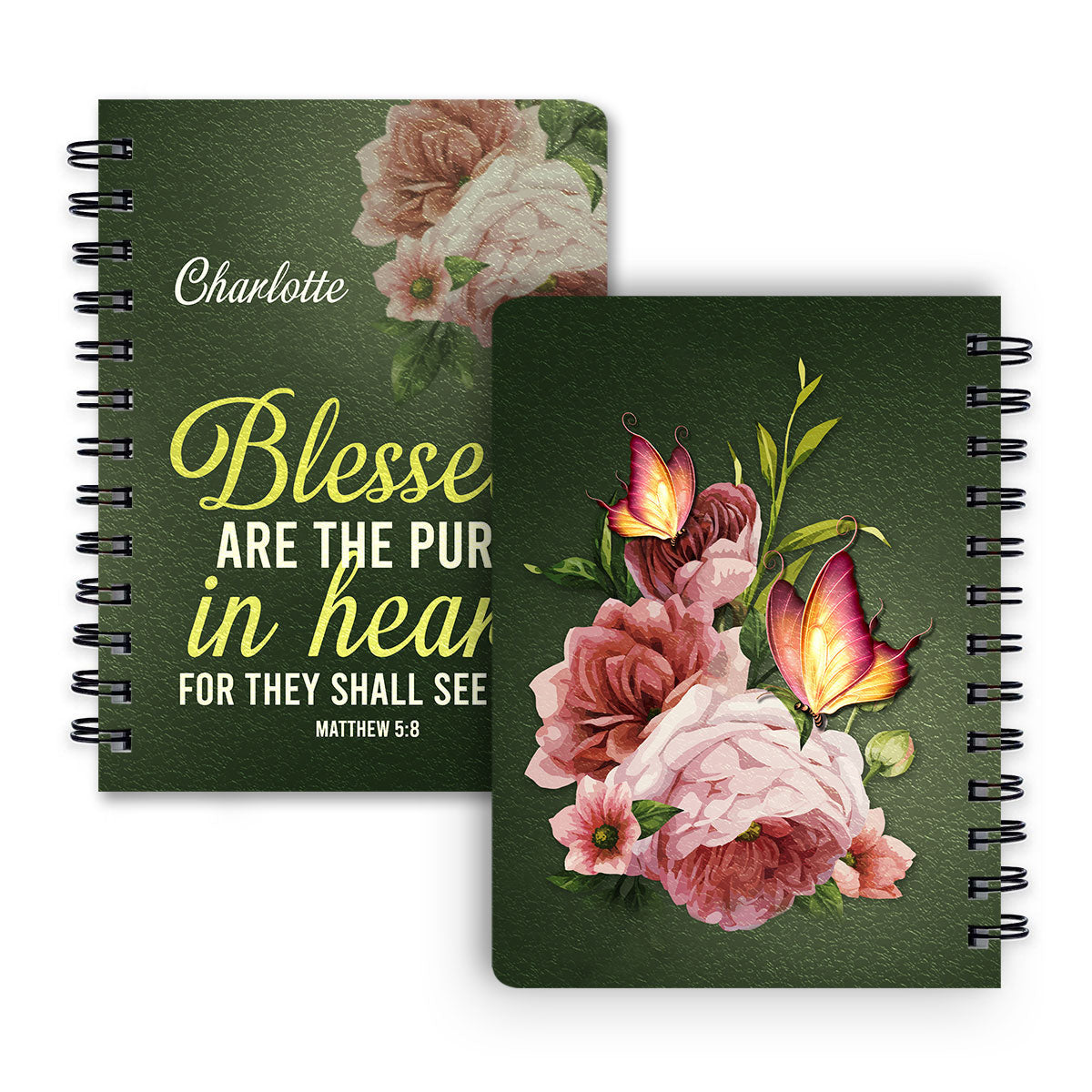 Personalized Spiral Journal Matthew 58 Inspirational Christ Gifts For Everyone Blessed Are The Pure In Heart