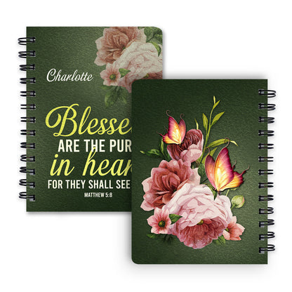 Personalized Spiral Journal Matthew 58 Inspirational Christ Gifts For Everyone Blessed Are The Pure In Heart