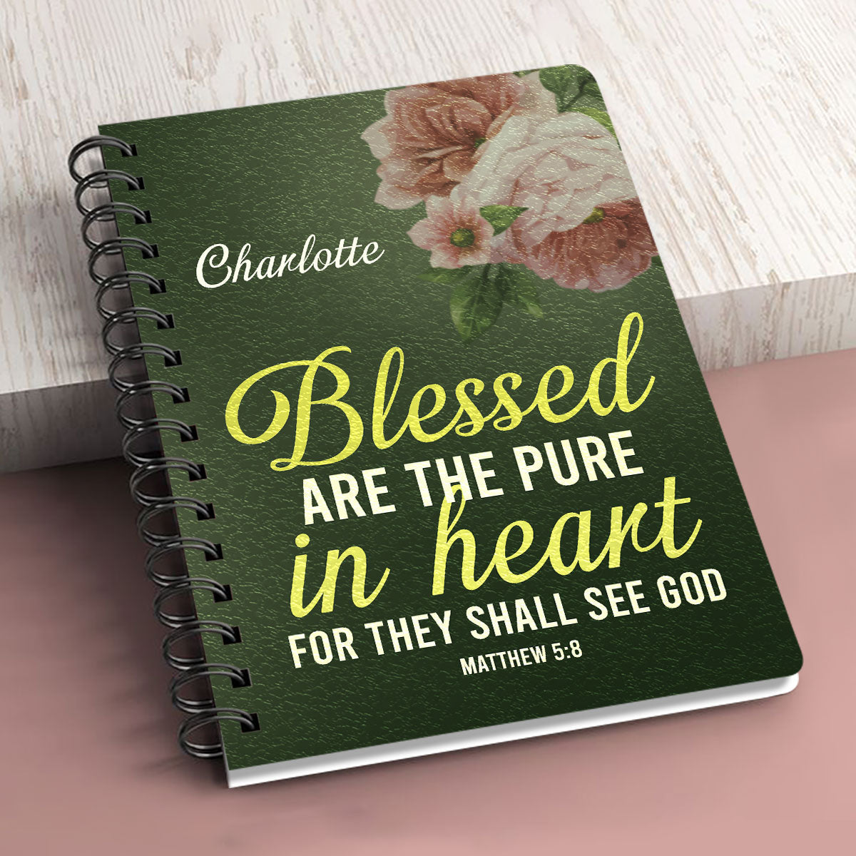 Personalized Spiral Journal Matthew 58 Inspirational Christ Gifts For Everyone Blessed Are The Pure In Heart
