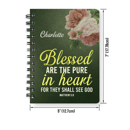 Personalized Spiral Journal Matthew 58 Inspirational Christ Gifts For Everyone Blessed Are The Pure In Heart