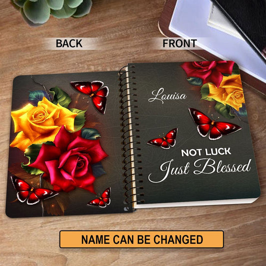 Personalized Spiral Journal Not Luck Just Blessed, Christian Art Gifts Journal