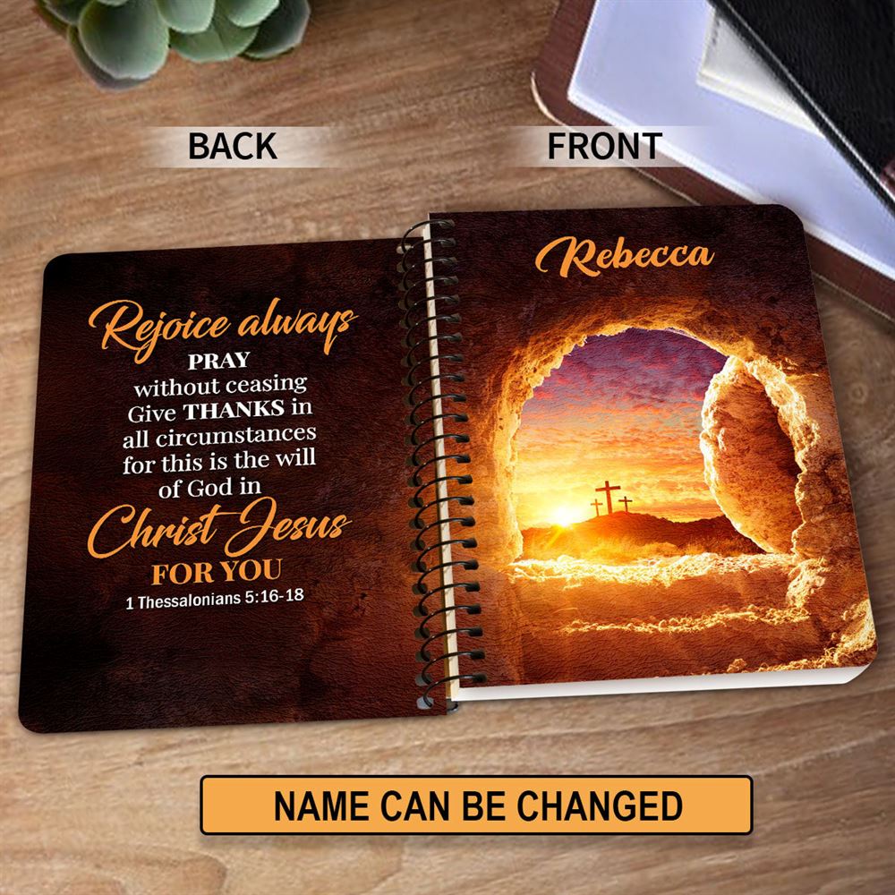 Personalized Spiral Journal Rejoice Always Pray Without Ceasing, Religious Gifts For Christian
