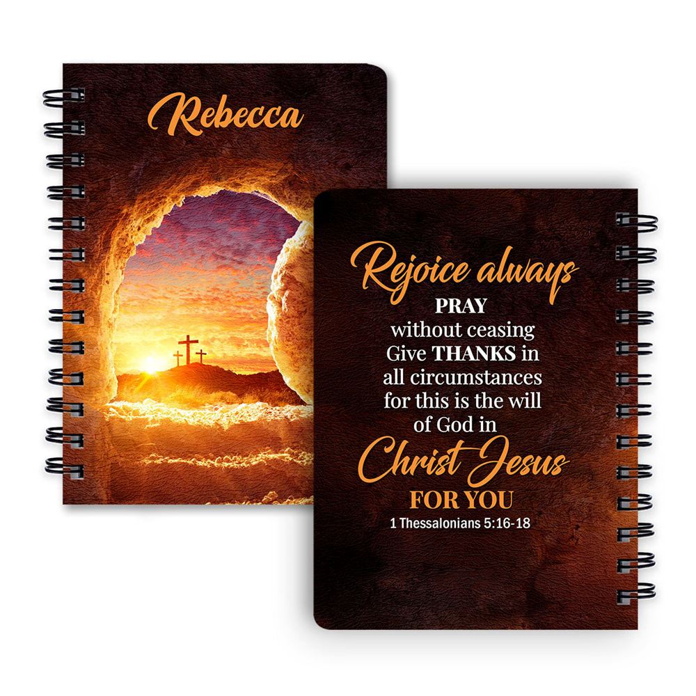 Personalized Spiral Journal Rejoice Always Pray Without Ceasing, Religious Gifts For Christian