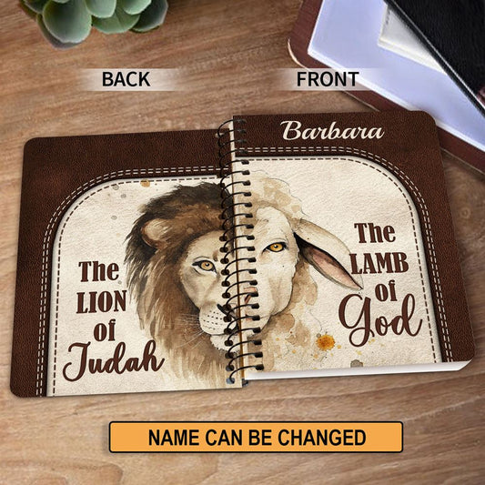 Personalized Spiral Journal The Lion Of Judah The Lamb Of God, Religious Gifts For Christian