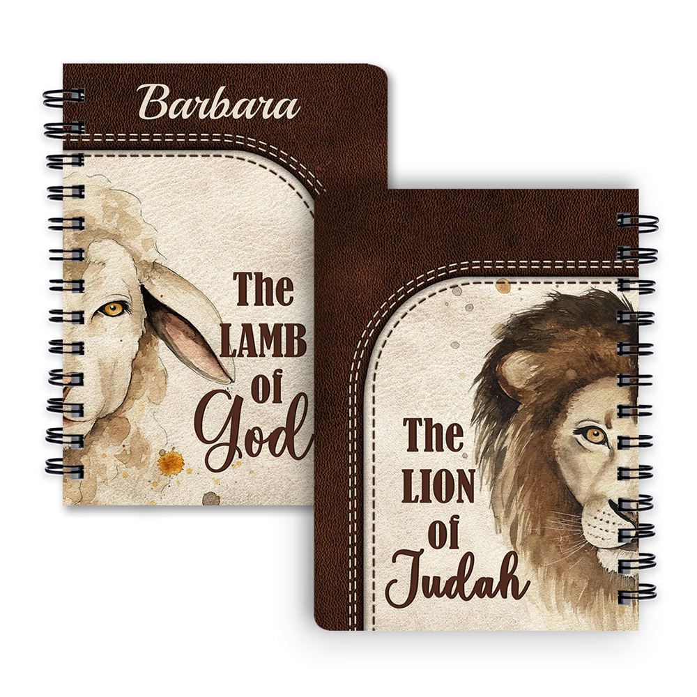 Personalized Spiral Journal The Lion Of Judah The Lamb Of God, Religious Gifts For Christian