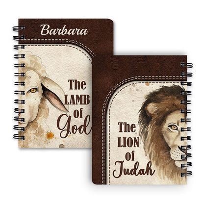 Personalized Spiral Journal The Lion Of Judah The Lamb Of God, Religious Gifts For Christian