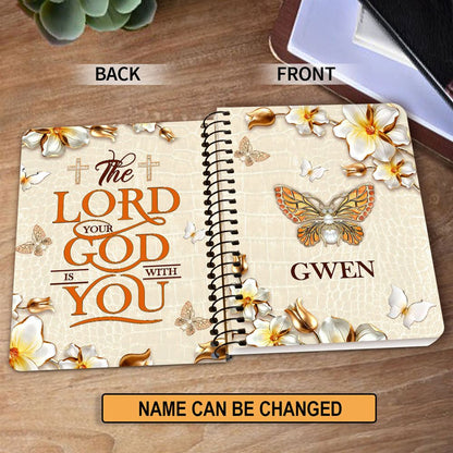 Personalized Spiral Journal The Lord Your God Is With You, Religious Gifts For Christian
