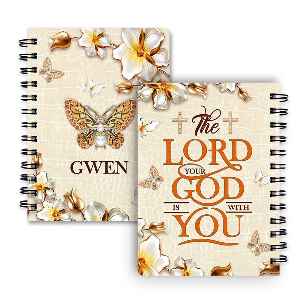 Personalized Spiral Journal The Lord Your God Is With You, Religious Gifts For Christian