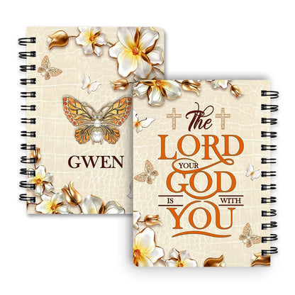 Personalized Spiral Journal The Lord Your God Is With You, Religious Gifts For Christian