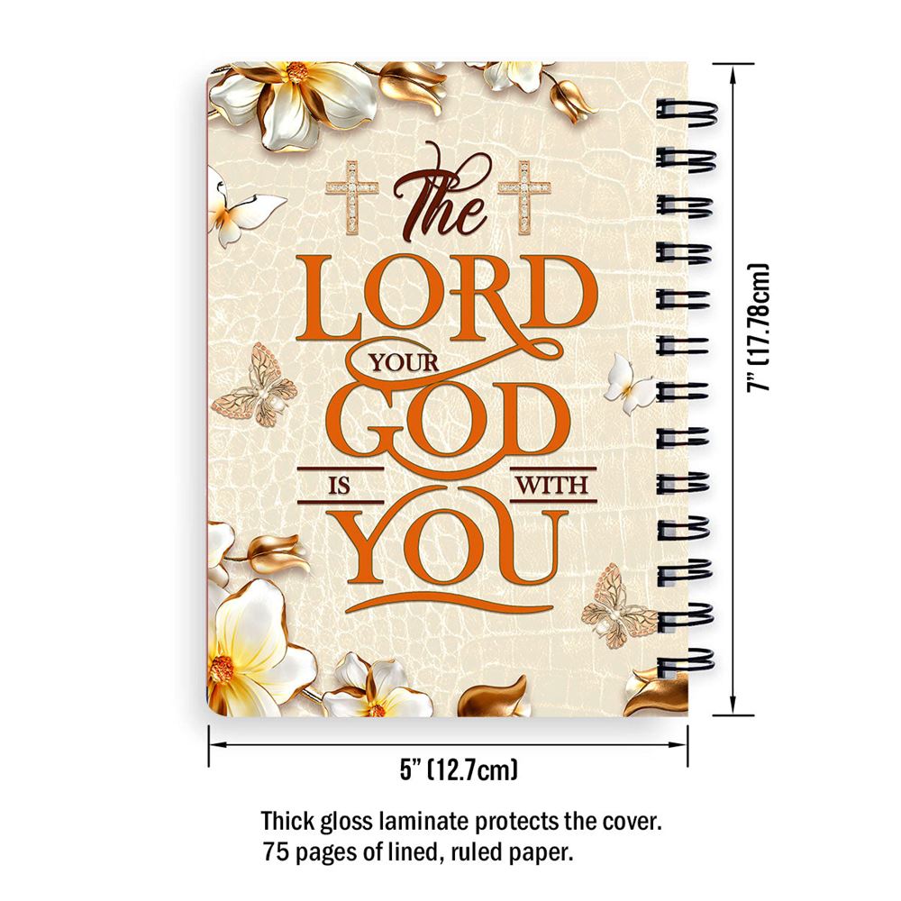 Personalized Spiral Journal The Lord Your God Is With You, Religious Gifts For Christian