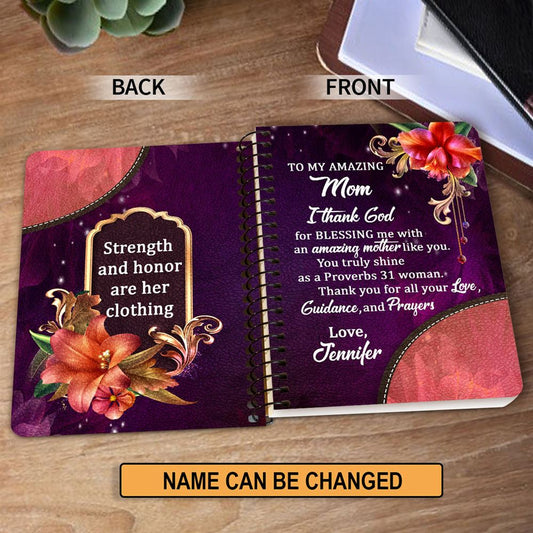 Personalized Spiral Journal To My Amazing Mom, Christian Art Gifts Journal
