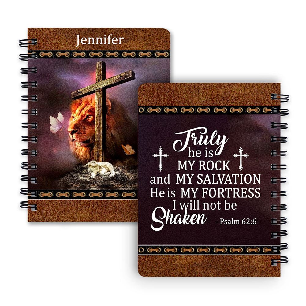 Personalized Spiral Journal Truly He Is My Rock And My Salvation, Religious Gifts For Christian